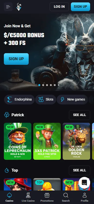 Playmojo Casino mobile home screen for Australian players